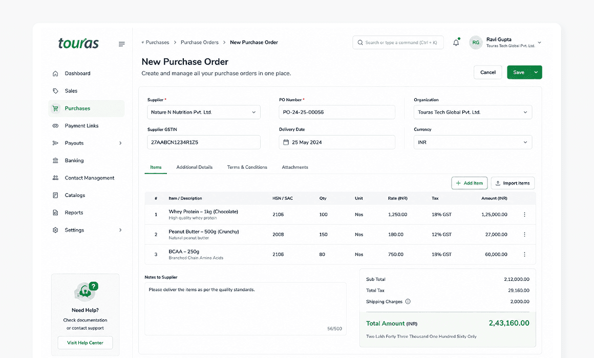Purchase & Sales Management