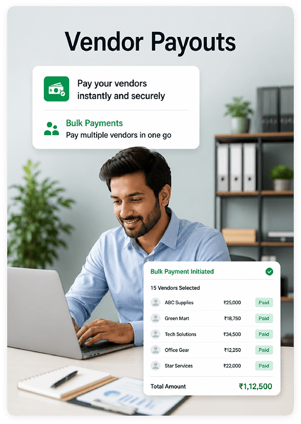 Vendor Payouts - pay your vendors instantly and securely