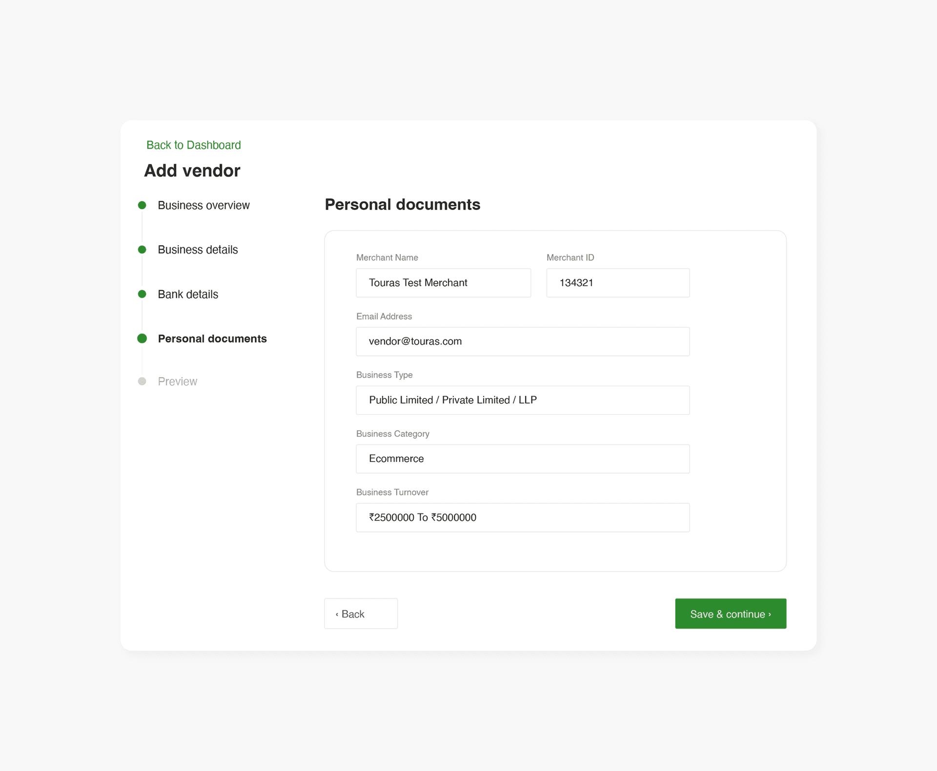 Seamless Partner/Vendor Onboarding